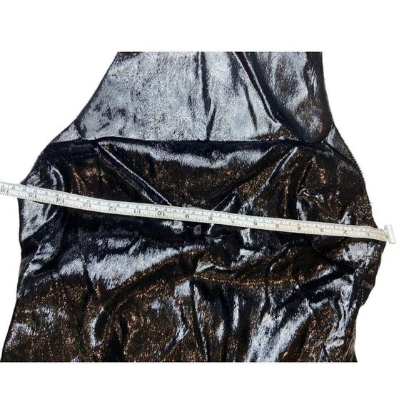 Zara Womens Mini Tied Halter Dress S Black Shiny Velvet Open Back 8909/039 NWT - Picture 5 of 11